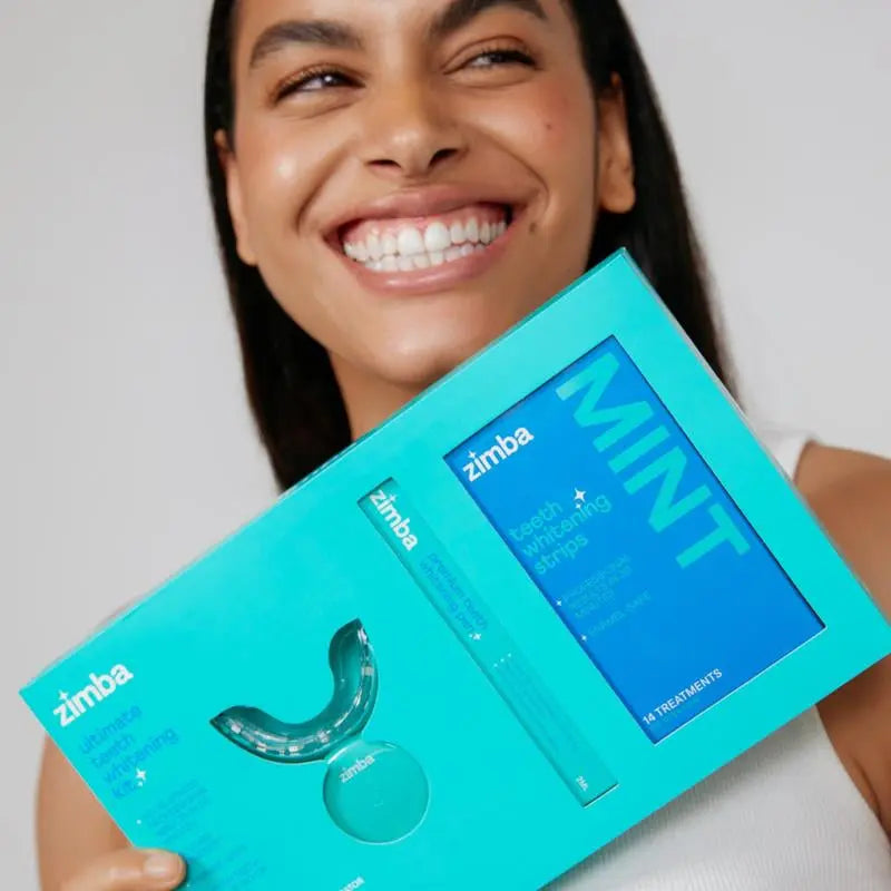 NEW Zimba Ultimate Whitening Kit | Cordless LED Accelerator Light, Whitening Strips, and Whitening Pen, Oral Care Teeth Whitening Accelerator Gel Mint - Moon White