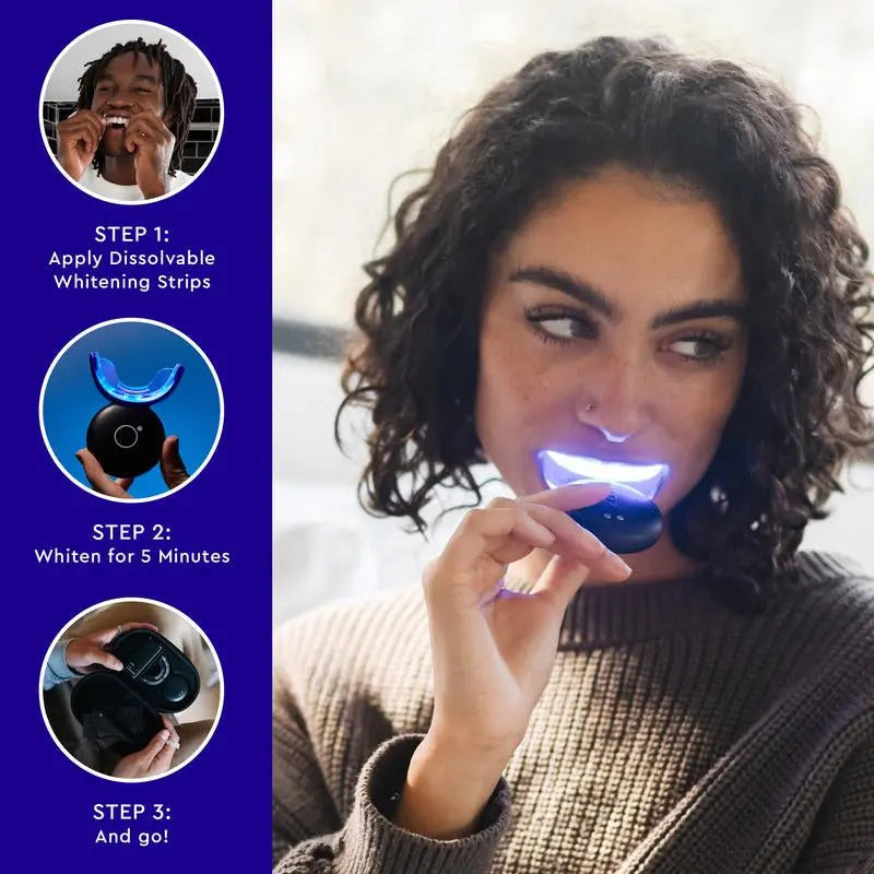 MOON Professional Teeth Whitening Kit with LED Light, Wireless 5-Minute Treatment - Moon White