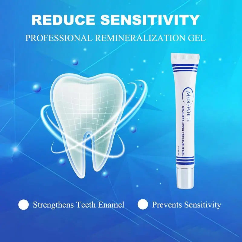 Mediwhite Teeth Whitening Kit with LED Light & 3 Tubes Teeth Whitening Gel & Remineralization Gel & Vitamin E Swabs for Oral Care Accelerator Brush - Moon White
