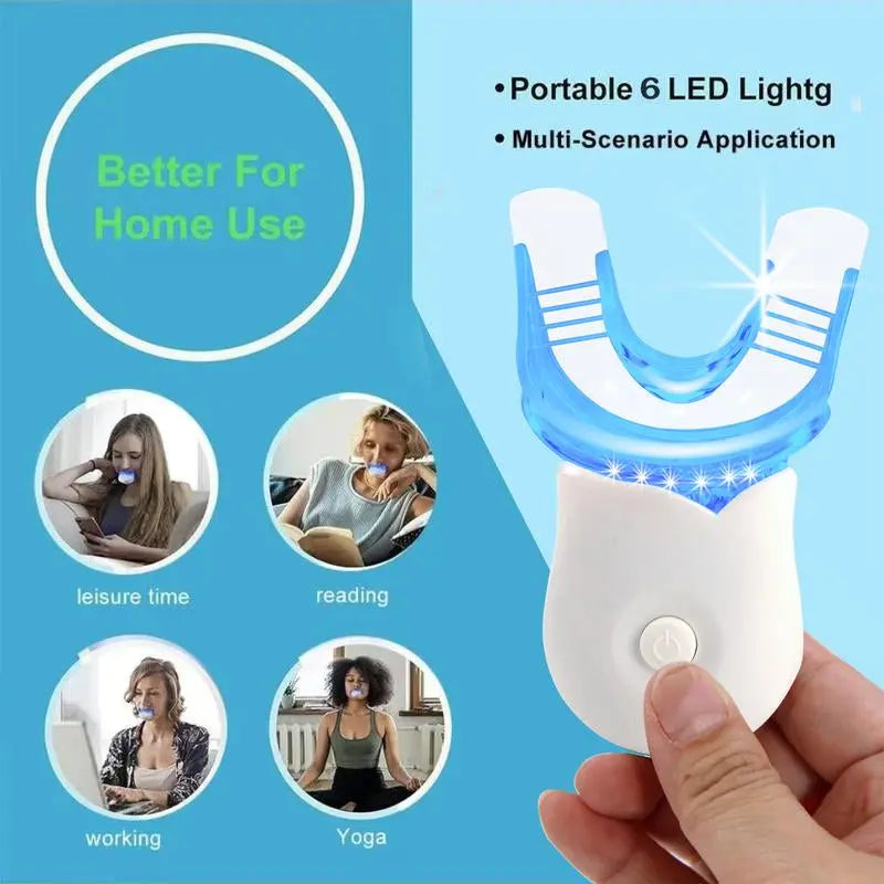 Mediwhite Teeth Whitening Kit with LED Light & 3 Tubes Teeth Whitening Gel & Remineralization Gel & Vitamin E Swabs for Oral Care Accelerator Brush - Moon White