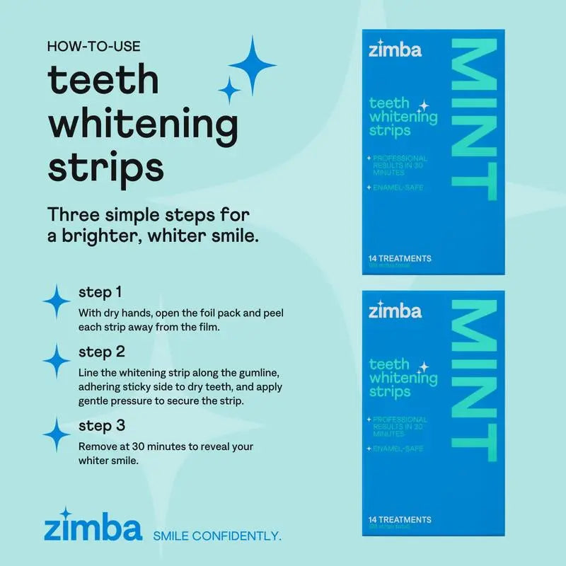 NEW Zimba Ultimate Whitening Kit | Cordless LED Accelerator Light, Whitening Strips, and Whitening Pen, Oral Care Teeth Whitening Accelerator Gel Mint - Moon White