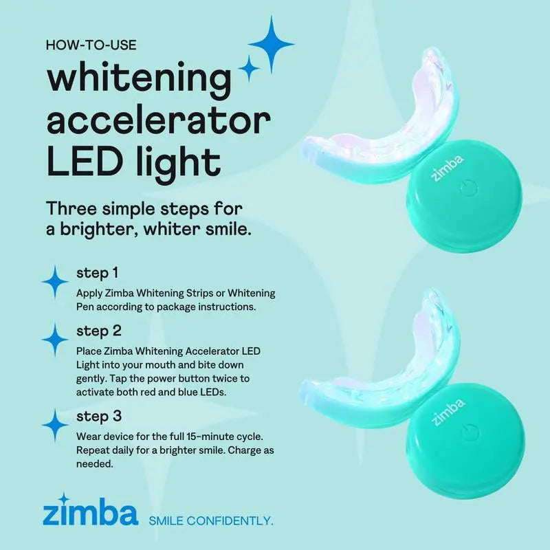 NEW Zimba Ultimate Whitening Kit | Cordless LED Accelerator Light, Whitening Strips, and Whitening Pen, Oral Care Teeth Whitening Accelerator Gel Mint - Moon White