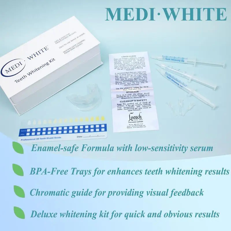 Mediwhite Express Teeth Whitening Kit with 3X3Ml Hydrogen Peroxide & Carbamide Peroxide Teeth Whitening Gel, Teeth Whitening Tray for Oral Care - Moon White
