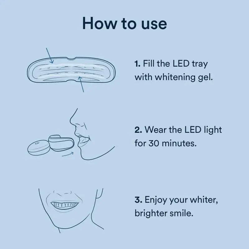 Auraglow Professional Teeth Whitening Kit with LED Accelerator Light and 35% Carbamide Peroxide Gel - 20+ Treatments for Up to 10 Shades Whiter in Just 7 Days - Moon White