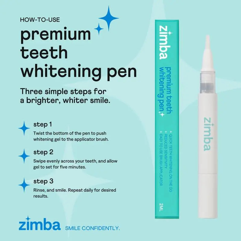 NEW Zimba Ultimate Whitening Kit | Cordless LED Accelerator Light, Whitening Strips, and Whitening Pen, Oral Care Teeth Whitening Accelerator Gel Mint - Moon White