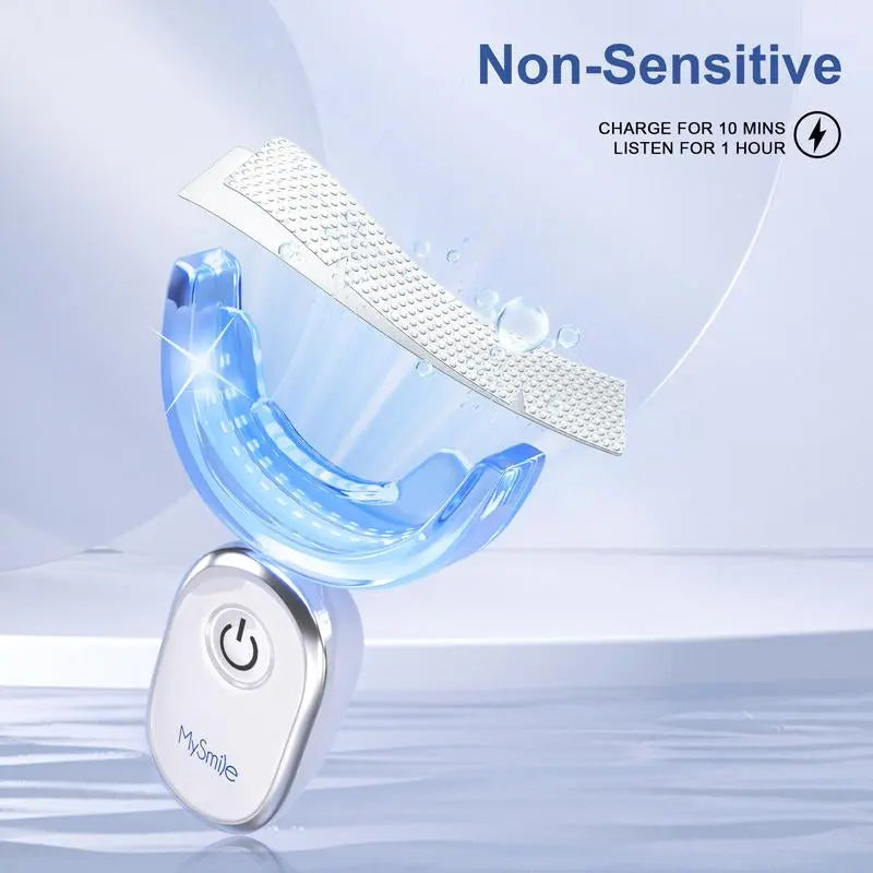 Mysmile Teeth Whitening Strip(6% HP) W/ 28X LED Light (1Pcs Light + 14Sets Strips) Oral Tooth Whitening - Moon White
