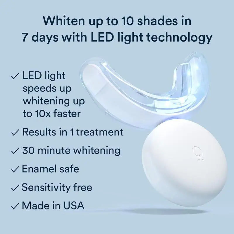 Auraglow Professional Teeth Whitening Kit with LED Accelerator Light and 35% Carbamide Peroxide Gel - 20+ Treatments for Up to 10 Shades Whiter in Just 7 Days - Moon White