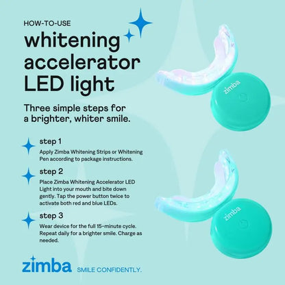 NEW Zimba Ultimate Whitening Kit | Cordless LED Accelerator Light, Whitening Strips, and Whitening Pen, Oral Care Teeth Whitening Accelerator Gel Mint - Moon White