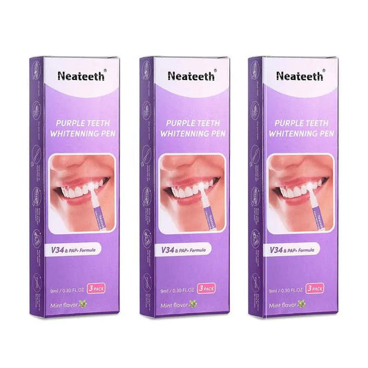 Purple Teeth Whitening Pen, 3 Pens of Purple Whitening Gel, Color Corrector Instantly Whiten Teeth, Purple Toothpaste for Teeth Whitening - Moon White
