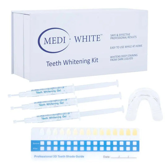 Mediwhite Express Teeth Whitening Kit with 3X3Ml Hydrogen Peroxide & Carbamide Peroxide Teeth Whitening Gel, Teeth Whitening Tray for Oral Care - Moon White